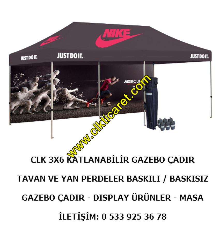 CLK Logo Baskılı Gazebo Çadır Tente Portatif Çadırlar